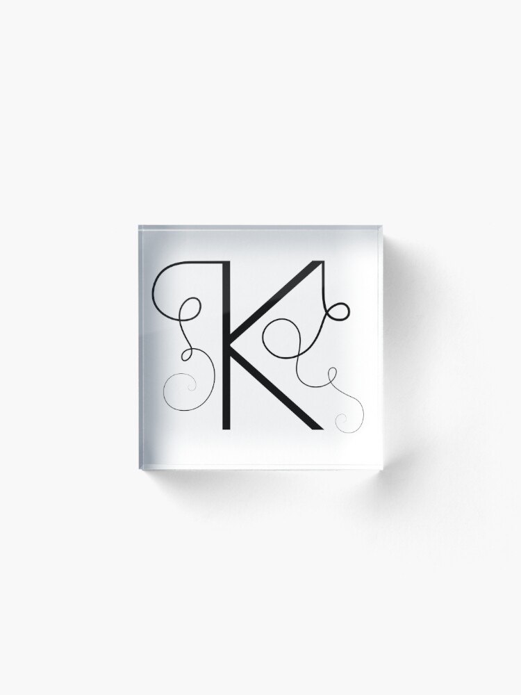 "Calligraphic letter K with flourishes of decorative whorls" Acrylic