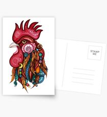 Tribal Rooster Design Postcards