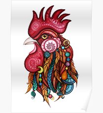 Tribal Rooster Design Poster
