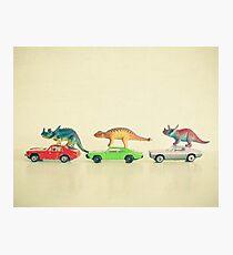 Dinosaurs Ride Cars Photographic Print