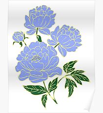 Blaue Pfingstrosen Poster