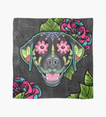 Labrador Retriever in Black- Day of the Dead Lab Sugar Skull Dog Scarf