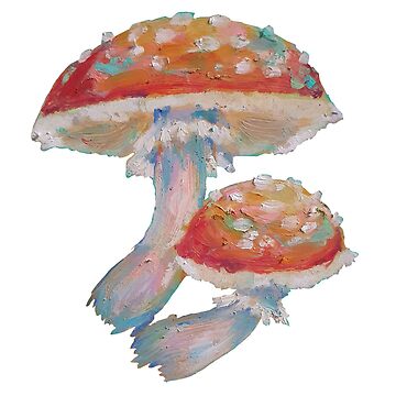 Oil Pastel Mushroom Painting Art Board Print for Sale by Pepper-Pod