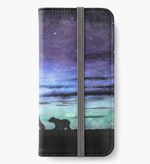 Aurora borealis and polar bears (dark version) iPhone Wallet/Case/Skin