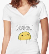 Knuspriger Taco Tailliertes T-Shirt mit V-Ausschnitt