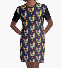 Chicken Love / Colorful Farm Chicken / Mama Hen (Mother, Mom, Mum, Mother's Day) Graphic T-Shirt Dress