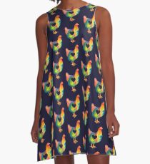 Chicken Love / Colorful Farm Chicken / Mama Hen (Mother, Mom, Mum, Mother's Day) A-Line Dress