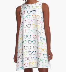 Hipster Glasses Geek Pattern A-Line Dress