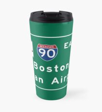 Boston Logan Airport, panneau routier, Massachusetts Mug de voyage