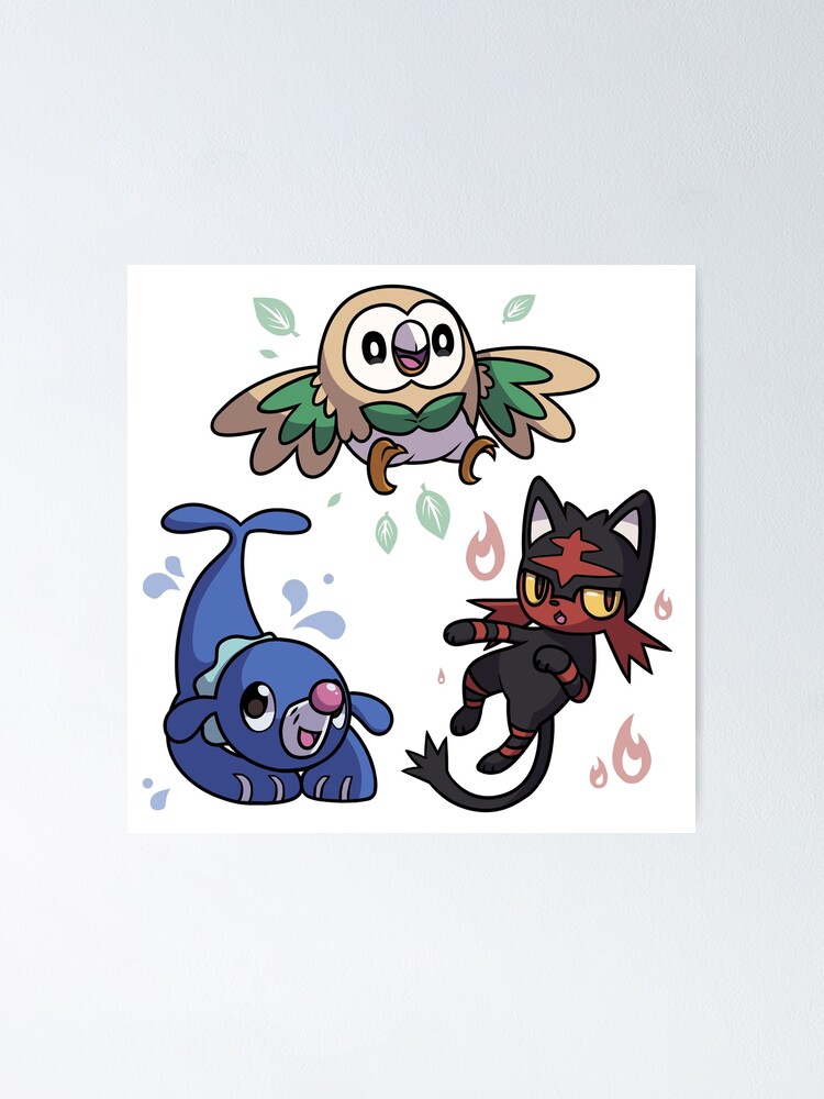 Rowlet Litten And Popplio Poster By Yorshee Redbubble