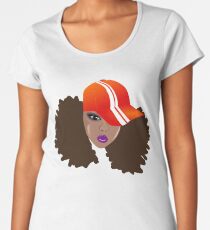 Black Woman With Natural Hair Afro Puffs Women's Premium T-Shirt