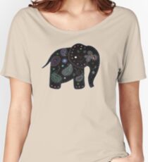 black embroidered elephant Women's Relaxed Fit T-Shirt