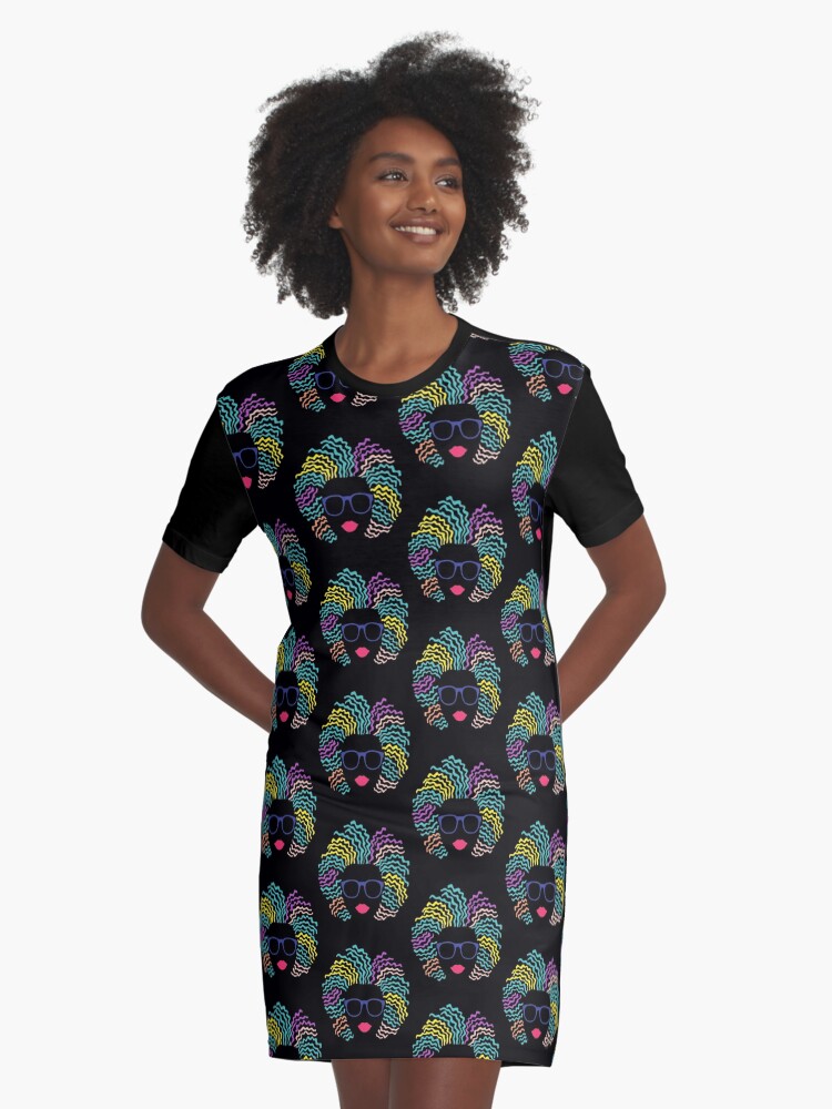Afro Girl Natural Hair Glasses Black Women Art Graphic T