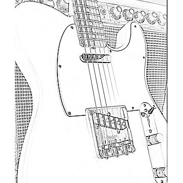 Artwork thumbnail, Vintage Telecaster Pencil Portrait White by Guitarmony