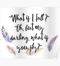 What if you fly? Feather whimsy. Poster