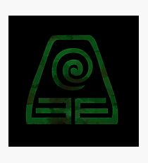 Watercolor Earth Kingdom Symbol (on black) Photographic Print