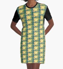 Retro Comic Daffodil Graphic T-Shirt Dress