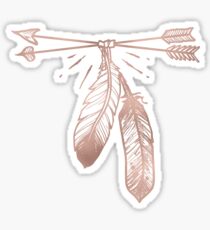 Arrow With Feathers in Rose Gold Sticker