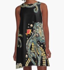 Blue Octopus A-Line Dress