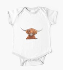 Scottish Hairy Highland Cow ' HARLEY 2 ' by Shirley MacArthur One Piece - Short Sleeve