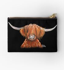 Scottish Hairy Highland Cow ' HARLEY 2 ' by Shirley MacArthur Studio Pouch