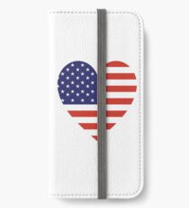 American Flag, USA, Heart, Stars & Stripes, Pure & Simple, Americana, America, on WHITE iPhone Wallet/Case/Skin