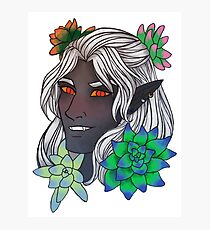 Dark Elf with Succulents Photographic Print