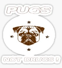 Pugs Not Drugs Funny Pug Lovers Retro Vintage Tee Sticker