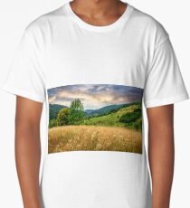 village on hillside meadow Long T-Shirt