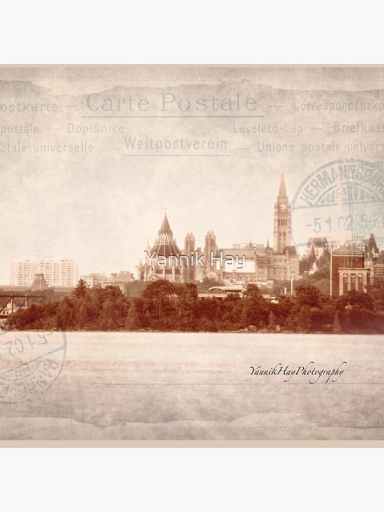 "Ottawa's Parliament Hill Carte Postale" Throw Pillow by Photograph2u