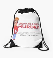 Anyone for a spot of Murder, We Spoke Drawstring Bag