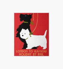 Retro London and Glasgow by train, dogs terriers Art Board