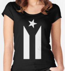 Puerto Rico Black & White Protest Flagge Tailliertes Rundhals-Shirt