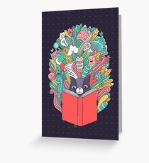 Cat reading a book. Greeting Card