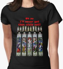 Oh no - I'll never get that stain out! (Red print) Women's Fitted T-Shirt