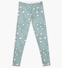Baby's Breath Flower Pattern - Grey Green Leggings