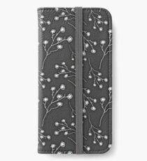 Baby's Breath Flower Pattern - Black iPhone Wallet/Case/Skin