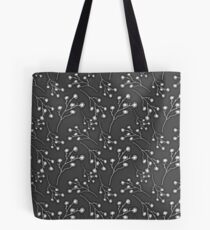 Baby's Breath Flower Pattern - Black Tote Bag