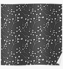 Baby's Breath Flower Pattern - Black Poster