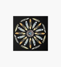 Feather Mandala 1 - Black - Watercolor Art Board Print