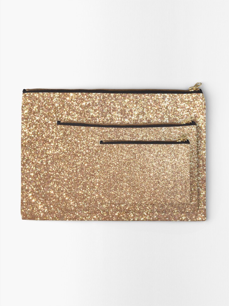 Alternate view of Copper Rose Gold Metallic Glitter Zipper Pouch