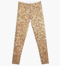 Copper Rose Gold Metallic Glitter Leggings