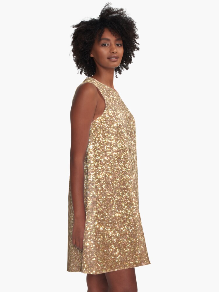 Alternate view of Copper Rose Gold Metallic Glitter A-Line Dress