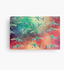 Geometric Sharks Metal Print