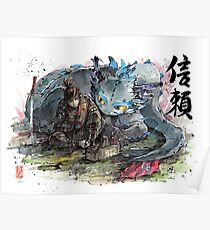 Samurai Hiccup and Toothless Tribute Poster