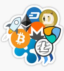 Pegatina Bitcoin, Ripple, Ethereum, Litecoin, NEM, Dash, Monero, lúmenes estelares, Steem, criptomoneda,