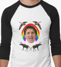 Camiseta ¾ bicolor para hombre Orgullo de Canadá Justin Trudeau.