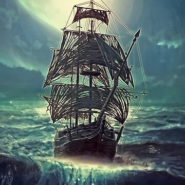 Artwork thumbnail, Ghost Pirate Ship at Night by 3vaN