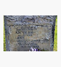 Anne Bronte Gravestone Photographic Print