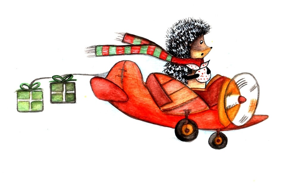 "Hedgehog on an airplane "Trust me i'm a pilot"" by Marikohandemade